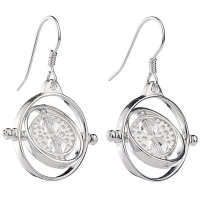 Boucles d'oreilles Harry Potter en argent sterling avec retourneur de temps et éléments en cristal