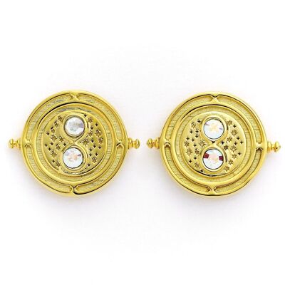 Harry Potter Sterling Silver Gold Plated Time Turner stud earrings with Crystal Elements