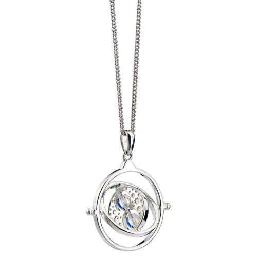 Harry Potter Sterling Silver Time Turner Necklace with Crystal Elements