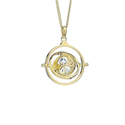 Harry Potter Sterling Silver Gold Plated Time Turner Necklace with Crystal Elements