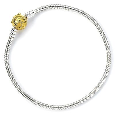 Bracciale a scorrimento in argento sterling con chiusura a boccino dorato in argento sterling di Harry Potter - Medio