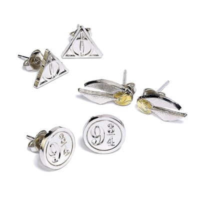 Set di orecchini a bottone Harry Potter Doni della Morte/Boccino d'oro/Piattaforma