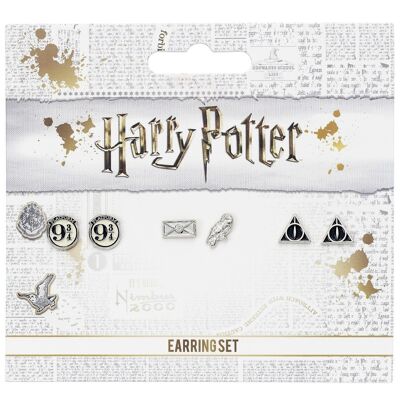 Set di orecchini a bottone di Harry Potter Platform 9 3/4, Hedwig & Letter, Deathly Hallows