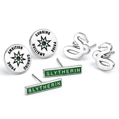 Juego de 3 aretes de Harry Potter Slytherin