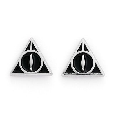 Boucles d'Oreilles Tiges Noires Reliques de la Mort Harry Potter