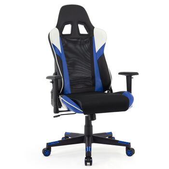 IWMH Indy Gaming Racing Chair Cuir et Tissu Respirant avec Appui-Tête et Support de Taille BLEU 2