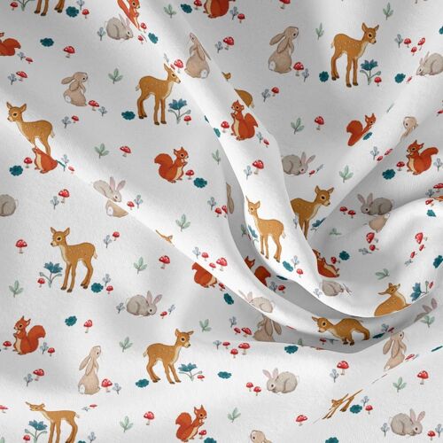 PRE ORDER Forest Friends White Organic Cotton Fabric