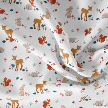 PRE COMMANDE Forest Friends Tissu Coton Bio Blanc 1