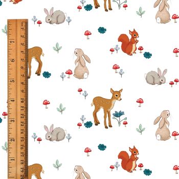 PRE COMMANDE Forest Friends Tissu Coton Bio Blanc 3