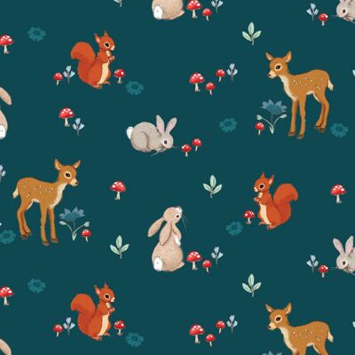 Wrapping paper sheet - Forest Friends Teal