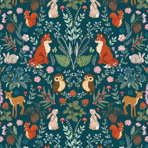 Wrapping paper sheet - Midnight Forest Teal