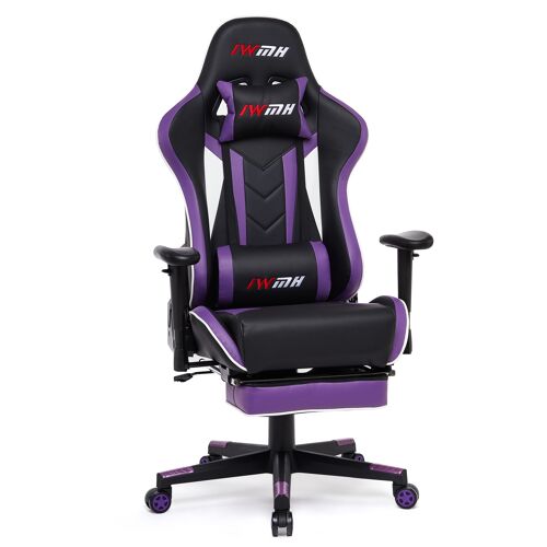 IWMH Rally Gaming Racing Chair Leather with Adjustable Armrest and Added Back Support PURPLE
