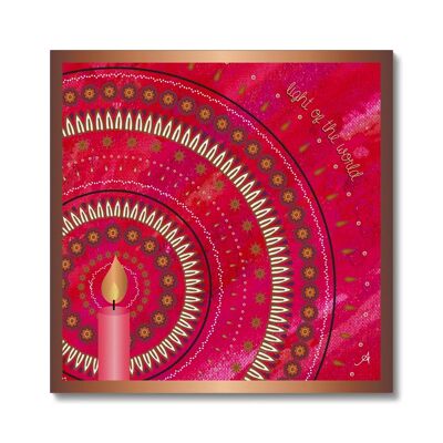 Light of the World Red Amanya Design Canvas 16"x16"