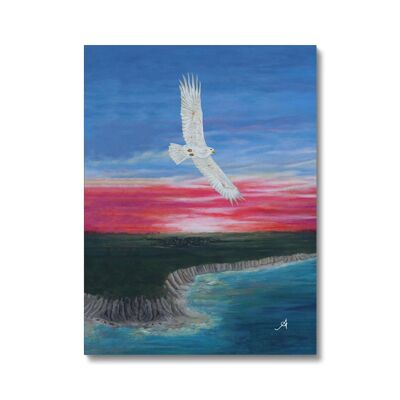 Eagle Soaring with Sunset Amanya Design Canvas 16"x20"