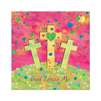 God Loves Me Amanya Design Fine Art Print 12"x12"