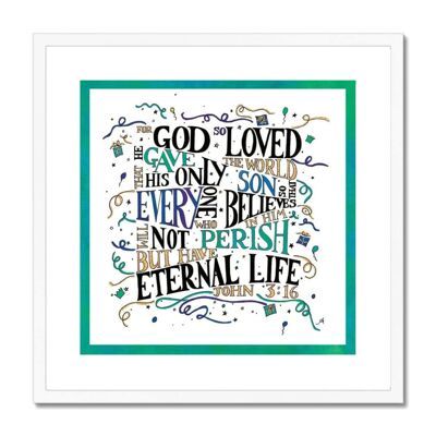 God so loved Amanya Design White Framed & Mounted Print 12"x12"