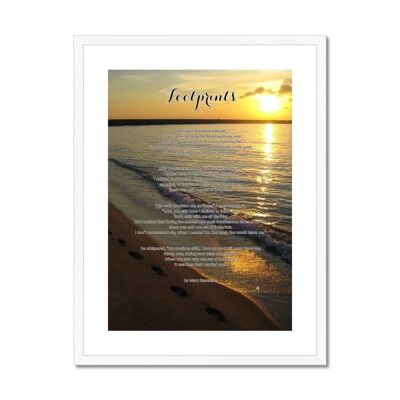 Footprints Amanya Design White Framed & Mounted Print 11"x14"