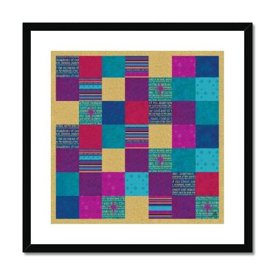 King of Kings Patchwork Amanya Design Black Framed & Mounted Print 12"x12"