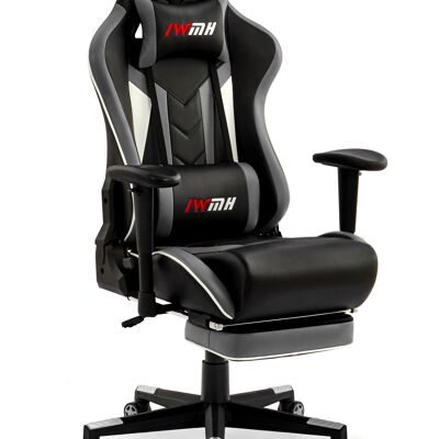 IWMH Rally Gaming Racing Chair Leather with Adjustable Armrest and Added Back Support GREY