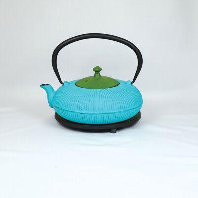 Karafuru cast iron teapot 1.2l turquoise - green lid w.