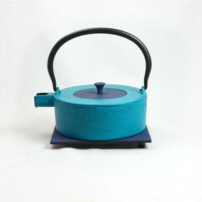 Heii Na cast iron teapot 0.8l light blue - lid blue