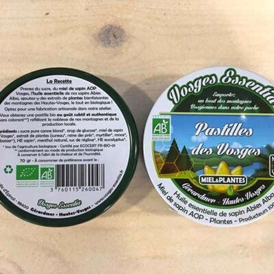 Pastilles des Vosges: Abeto (HE), Miel de abeto, Plantas - 70 g