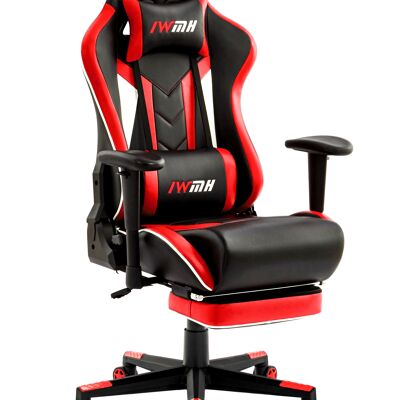 IWMH Rally Gaming Racing Chair Leder mit verstellbarer Armlehne und zusätzlicher Rückenstütze ROT