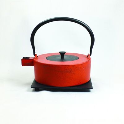 Heii Na teapot made of cast iron 0.8l red - lid black