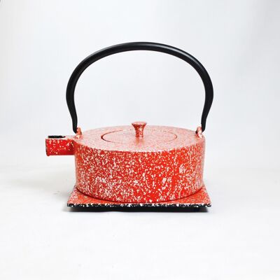 Heii Na teapot made of cast iron 0.8l red sprayed