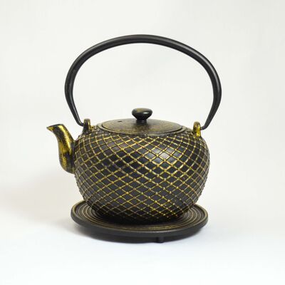 Yoyo cast iron teapot 0.9l black gold