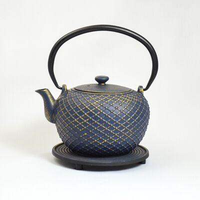 Yoyo cast iron teapot 0.9l blue gold