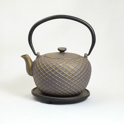 Yoyo cast iron teapot 0.9l gray gold