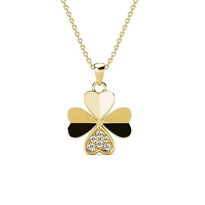Clover Petal Pendants - Gold and Crystal