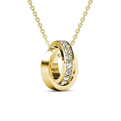 Circle Hoop Pendant - Gold and Crystal