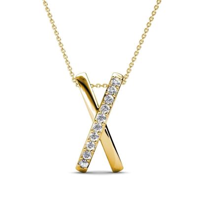 X Duo Pendant - Gold and Crystal