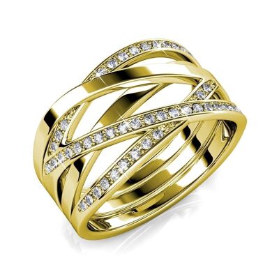 Criss Cross Ring - Gold and Crystal
