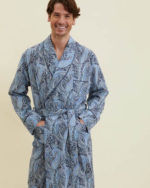 Men's Fine Cotton Dressing Gown Made with Liberty Fabric - Jake