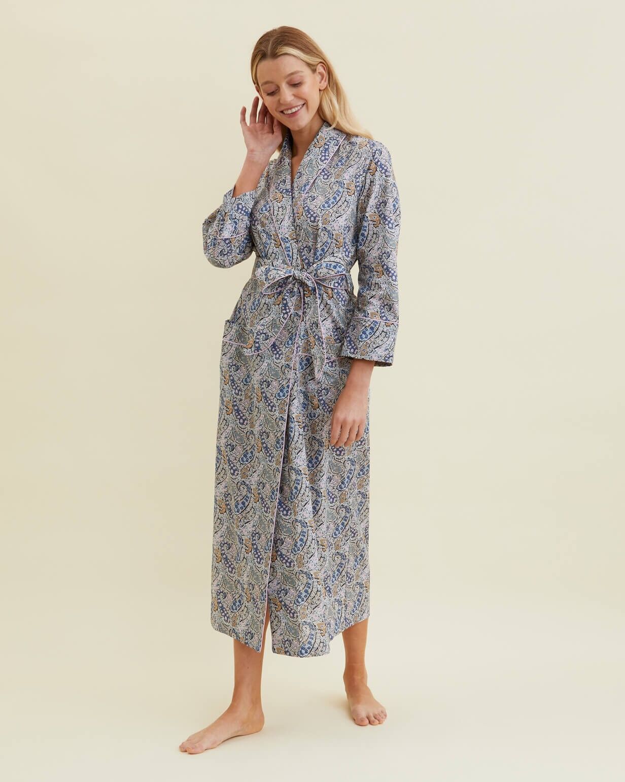 Achat Robe de chambre en coton fin pour femme en tissu Liberty