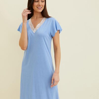 Women's Jersey Ella Short Nightdress - Cool Blue