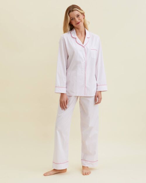 Women's Classic Cotton Pyjamas - Pink Candy Stripe