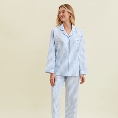 Women's Classic Cotton Pyjamas - Blue Candy Stripe