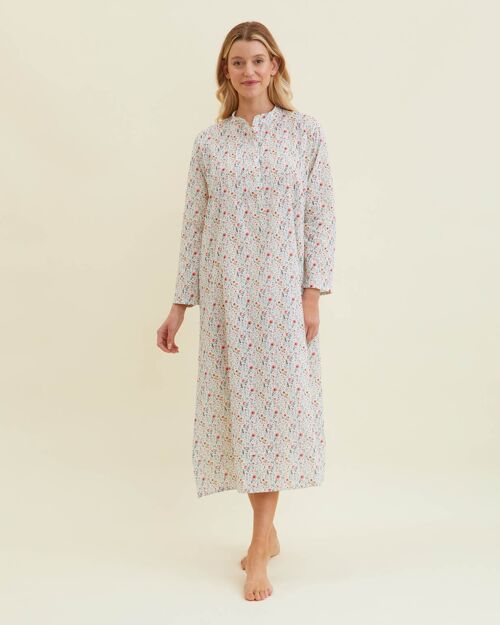 Women's Victoria Long Sleeve Cotton Nightdress - Poppy Meadow