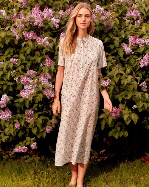 Women's Victoria Short Sleeve Cotton Nightdress - Poppy Meadow