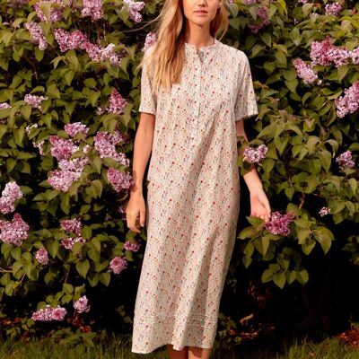 Women's Victoria Short Sleeve Cotton Nightdress - Poppy Meadow