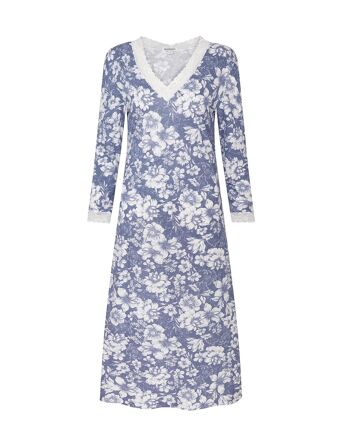 Chemise de Nuit Femme Jersey Ella - Floral Indigo 6