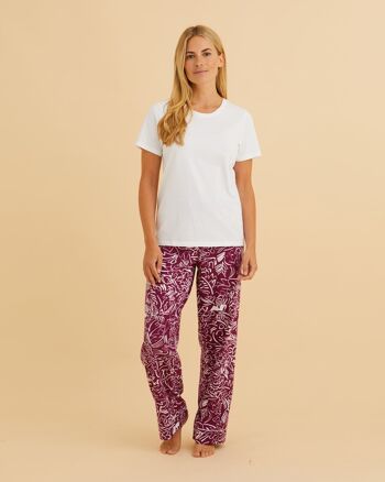 Pantalon de pyjama femme en coton gratté - Berry Abstract 3