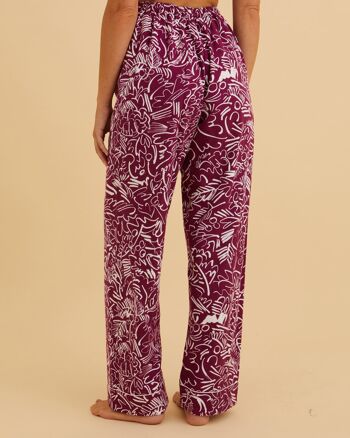 Pantalon de pyjama femme en coton gratté - Berry Abstract 4