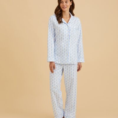 Women's Brushed Cotton Pyjamas - Sky Paisley