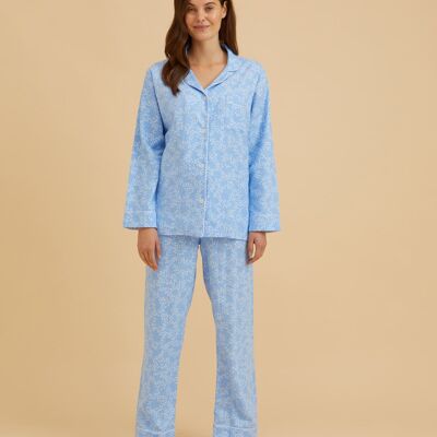 Women's Brushed Cotton Pyjamas - Sky Bloom