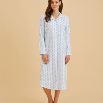 Women's Brushed Cotton Nightshirt - Sky Paisley